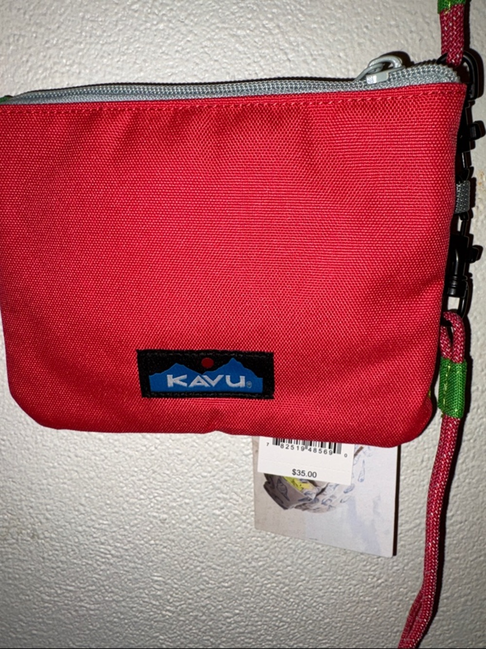 Kavu Pink Crossbody Pouch with yellow green and blue Accents